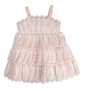 Rare Editions Baby Girl Pink Organza Dress 6-9M Tiered Lace Party NWT